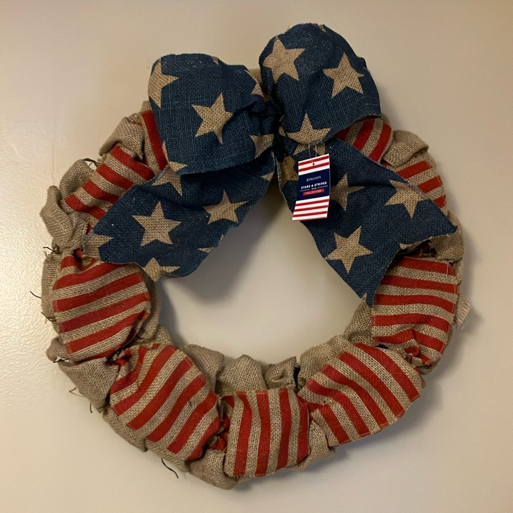Kirkland’s Patriotic burlap wreath - 4th of July - American Flag Wreath NWT